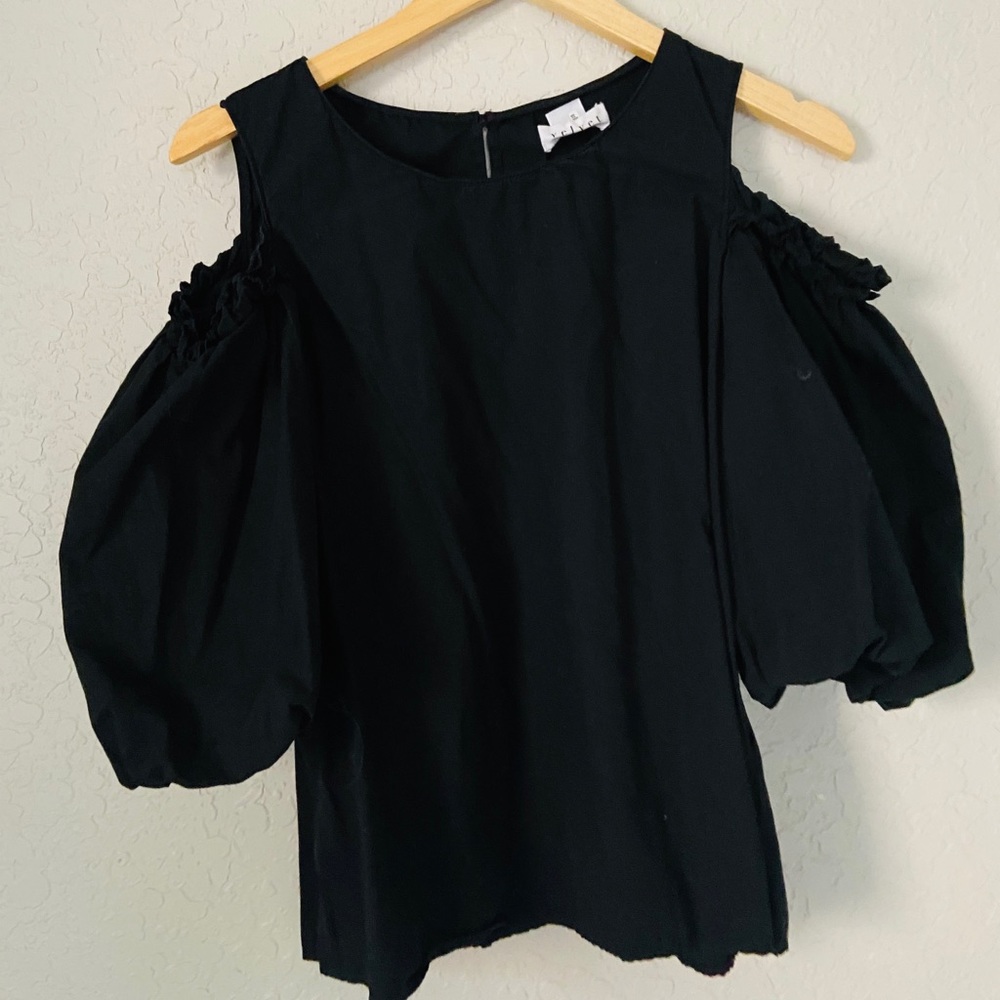 Black off the shoulder bubble sleeve top